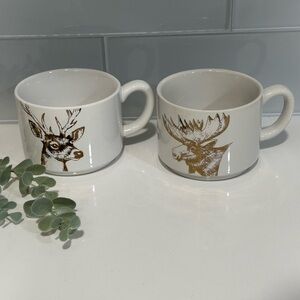 White River Coffee Mags With Gold Elk Deer Ceramic Mugs Cups For Him And Her